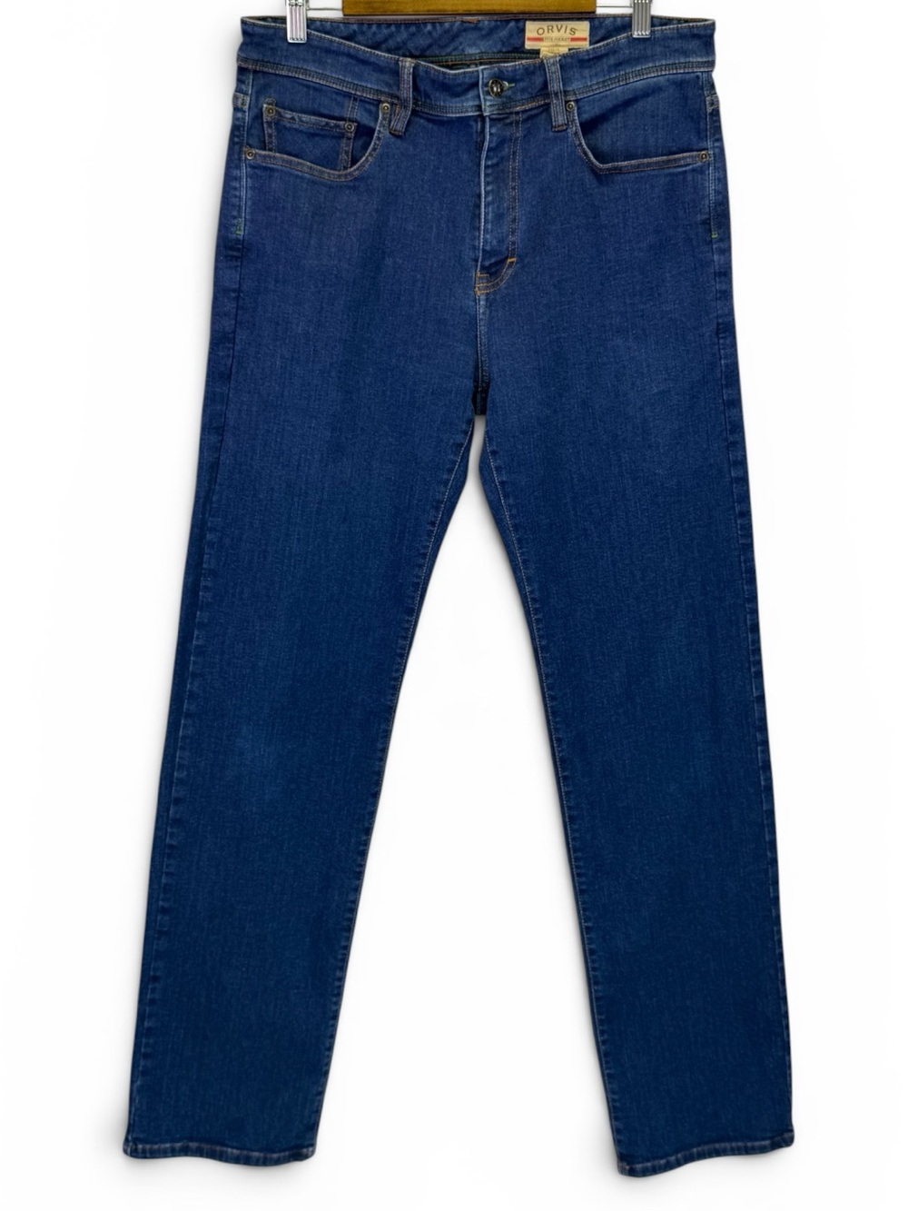 Orvis Trust Your Fly Men's Blue Straight Leg Stretch Denim Jeans Size 34x34